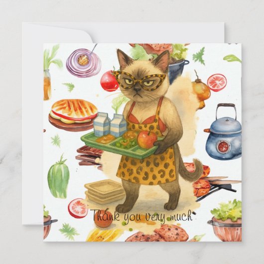 Carte De Remerciements Lunch Lady is serving food  (Devant)