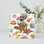 Carte De Remerciements Lunch Lady is serving food (Debout devant)