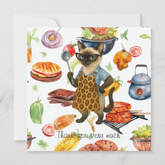 Carte De Remerciements Lunch Lady is serving food (Devant)