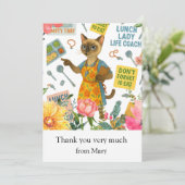 Carte De Remerciements Lunch Lady Life Coach  for Cat Cafeteria Wisdom (Debout devant)