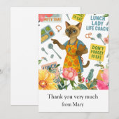 Carte De Remerciements Lunch Lady Life Coach  for Cat Cafeteria Wisdom (Devant / Derrière)