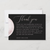 Carte De Remerciements Lune blanche | Design élégant de script Mariage no (Devant)