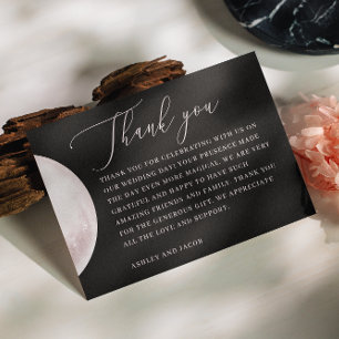 Carte De Remerciements Lune blanche Design élégant de script Mariage no