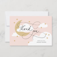 Lune et étoiles Baby shower de script or rose