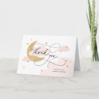 Lune et étoiles Baby shower de script rose