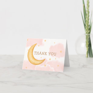 Carte De Remerciements Lune Stars Twinkle Twinkle Girl Baby Douche