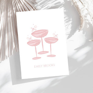 Carte De Remerciements Lunettes de Champagne Roses Stationnaires Personna