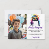 Carte De Remerciements Lunettes de pingouin de fête, anniversaire d'enfan (Devant)