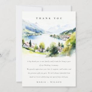 Carte De Remerciements Lungern Suisse Paysage à l'aquarelle Mariage