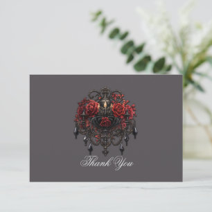 Carte De Remerciements Lustre gothique noir complexe avec roses