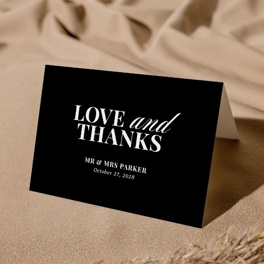 Carte De Remerciements Luxe classique | Élégant Mariage noir