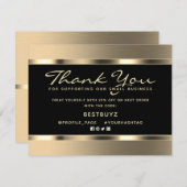 Carte De Remerciements Luxe d'élégance dorée  (Devant / Derrière)