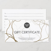 Carte De Remerciements Luxe Design Certificat cadeau Roots Plantes d'or (Devant / Derrière)