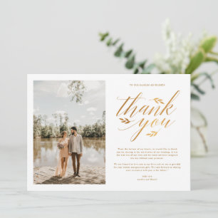 Carte De Remerciements Luxe Gold Foil Calligraphie Mariage photo