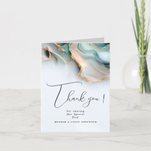 Carte De Remerciements Luxe Opal Turquoise Or Liquide d'alcool Encre