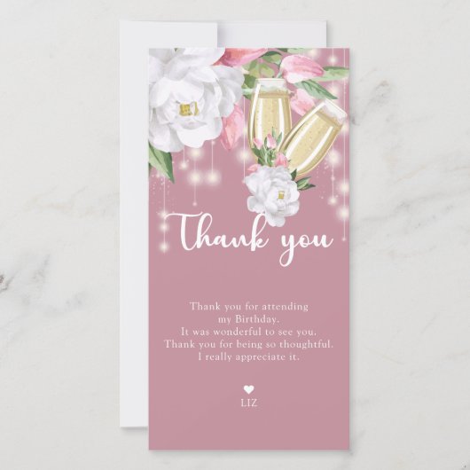 Carte De Remerciements Luxe Pink Floral 30e anniversaire (Devant)