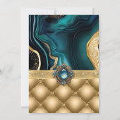 Carte De Remerciements Luxe Turquoise et or Floral Agate Anniversaire (Dos)