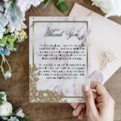 Carte De Remerciements Luxueux Mariage en marbre rose et perles