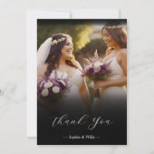 Carte De Remerciements Luxury Black Transparency Gradient Photo Newlyweds (Devant)