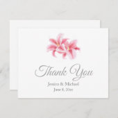 Carte De Remerciements Lys Stargazer Rose (Devant / Derrière)