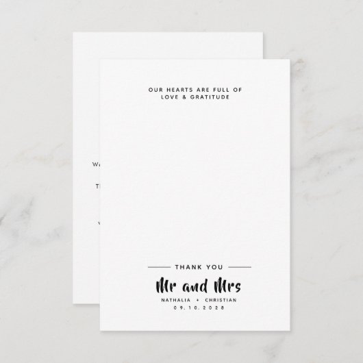 Carte De Remerciements M. & Mme | Mariage de script en gras (Devant / Derrière)