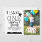 Carte De Remerciements M. ONEderful 1st Birthday Photo (Devant)