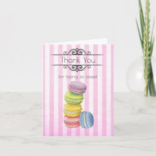 Carte De Remerciements Macarons Pâtisserie Française Pastel Aquarelle Mer