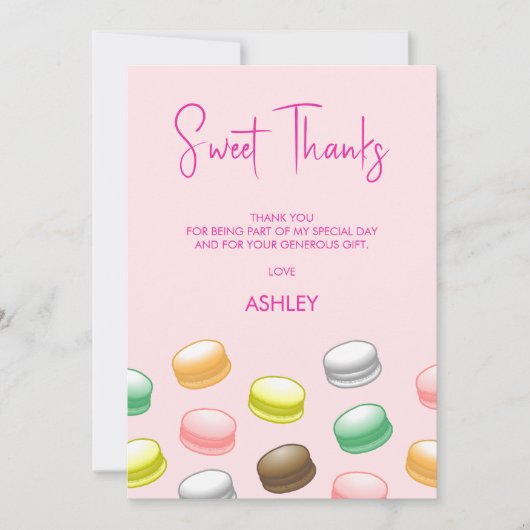 Carte De Remerciements Macarons Sweet 16 (Devant)