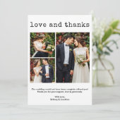 Carte De Remerciements Machine à écrire moderne à la mode Texte Mariage 3 (Debout devant)