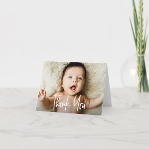 Carte De Remerciements Machine script horizontal Photos Baby