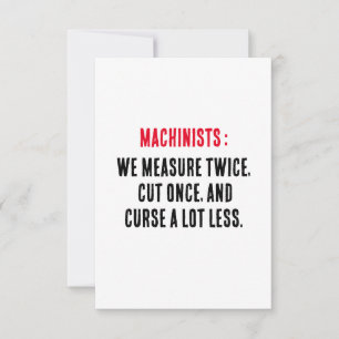 Carte De Remerciements Machinistes : Nous mesurons deux fois, coupons une