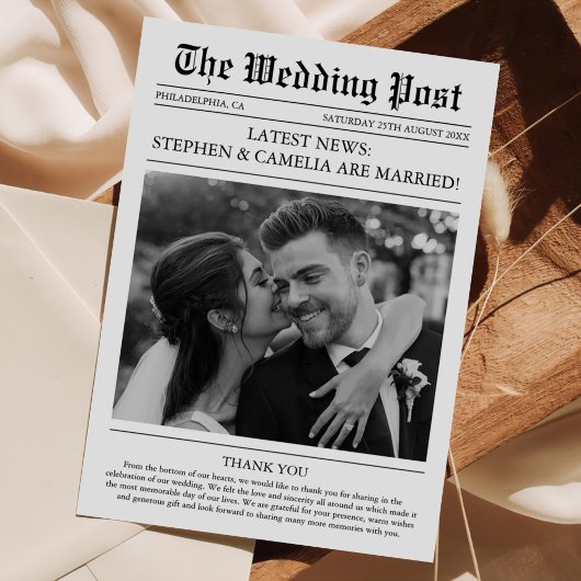 Carte De Remerciements Magazine Editorial Journal Mariage Photo