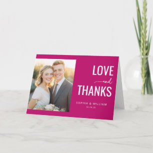 Carte De Remerciements Magenta Élégant Photo Joyeux