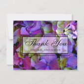 Carte De Remerciements Magenta Purple bleu jaune Hydrangeas fleurs (Devant)