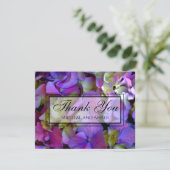 Carte De Remerciements Magenta Purple bleu jaune Hydrangeas fleurs (Debout devant)