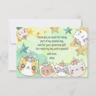 Carte De Remerciements Magic kawaii chatte de maïs anniversaire de enfant
