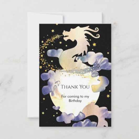 Carte De Remerciements Magic Pastel Dragon Anniversaire (Devant)