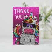 Carte De Remerciements Magic rose chaud Unicorn Parties scintillant Whims (Debout devant)