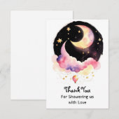 Carte De Remerciements Magical Moon & Stars Aquarelle Bébé Fille Douche (Devant / Derrière)