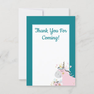 Carte De Remerciements Magical Unicorn Fille's Birthday Party main écrite