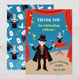 Carte De Remerciements Magicien Boy Show Fête d'anniversaire