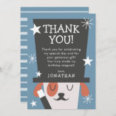 Carte De Remerciements Magicien de chien d'anniversaire de spectacle de (Devant / Derrière)