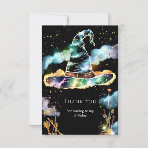 Carte De Remerciements Magie Aquarelle Enfants Sorcier Anniversaire