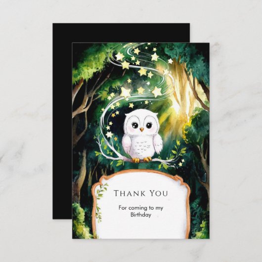 Carte De Remerciements Magique Anniversaire Chouette Dans les Bois (Devant / Derrière)