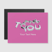 Carte de remerciements magnétique rose et argent (Devant / Derrière)