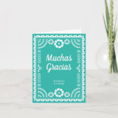 Carte De Remerciements Magnifique Ornate Papel Picado Aqua Mariage (Devant)