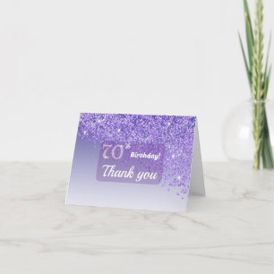 Carte De Remerciements Magnifique Paillettes Violet Royal pour 70ème Anni