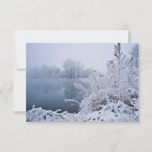Carte De Remerciements Magnifique paysage de lac d'hiver RSVP