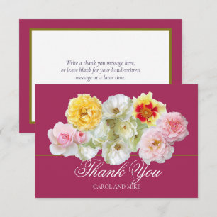 Carte De Remerciements Magnifiques roses colorées Remerciement de fiançai