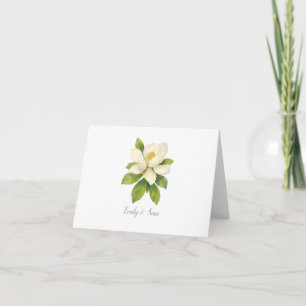Carte De Remerciements Magnolia Fleur Monogramme de Mariage Personnalisé